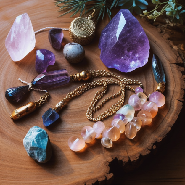 Crystal jewelry representing the healing power of manifestation.