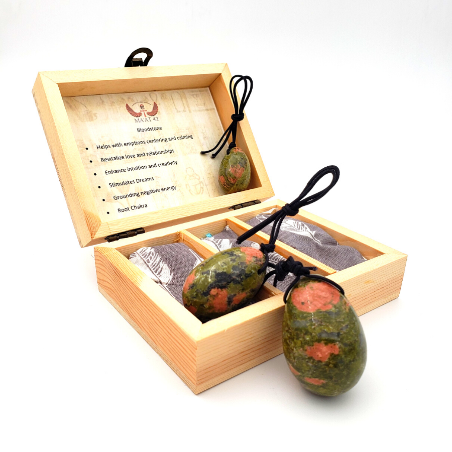 Bloodstone Drilled Yoni Eggs Set of 3