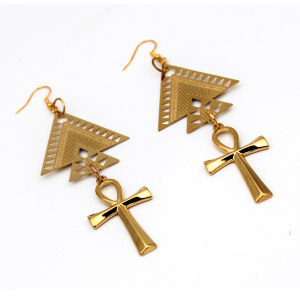 Building Life Gold Ankh Earrings