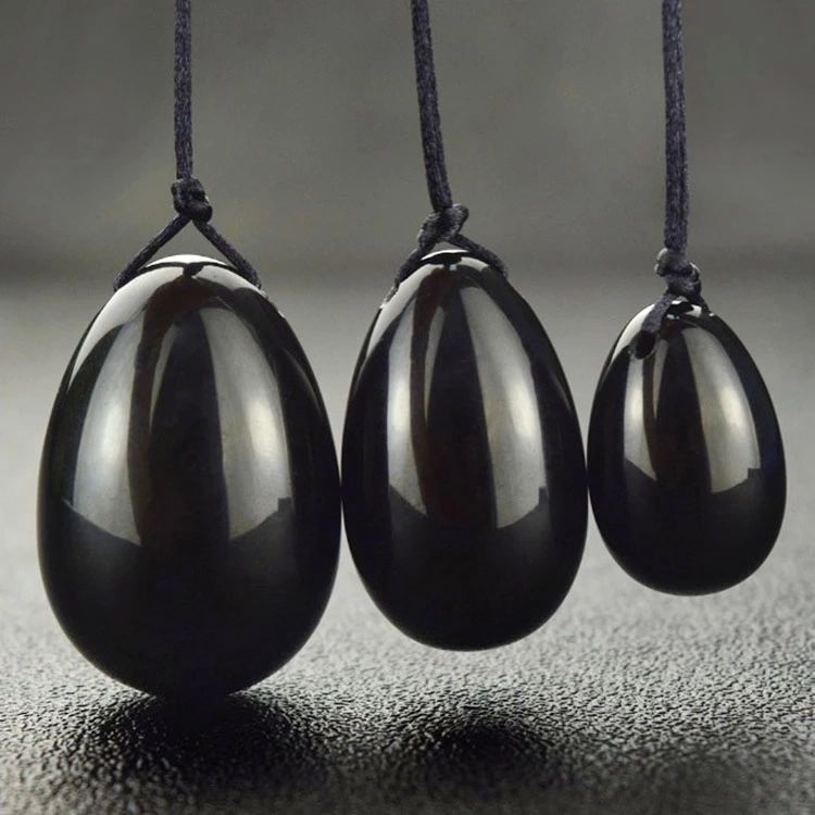 Obsidian Drilled Yoni Eggs Set of 3